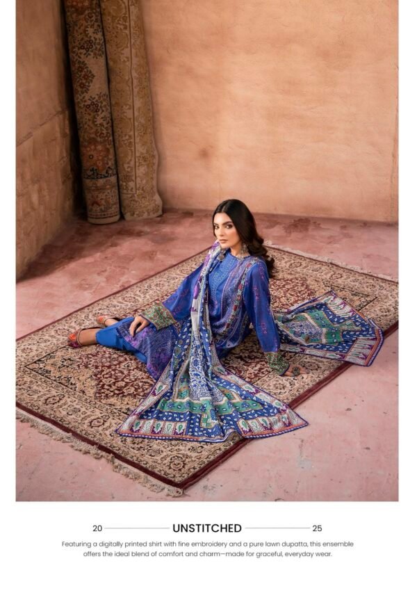 GULLBANO By Gull Jee - Unstitched 3 Piece Embroidered Lawn Collection - A08 - Image 3