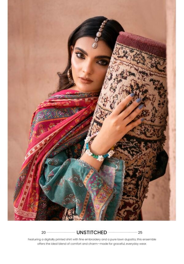 GULLBANO By Gull Jee - Unstitched 3 Piece Embroidered Lawn Collection - A11 - Image 3