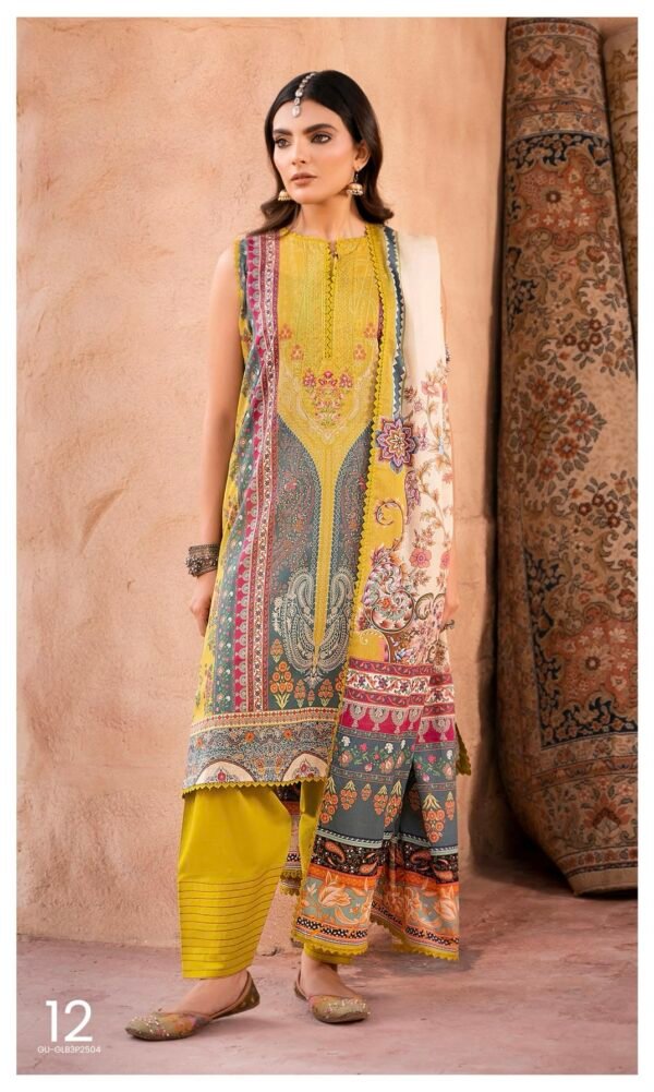 GULLBANO By Gull Jee - Unstitched 3 Piece Embroidered Lawn Collection - A12