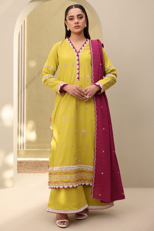 Zellbury Unstitched 3 Piece Embroidered Lawn Collection'2025 - D08 - Image 2