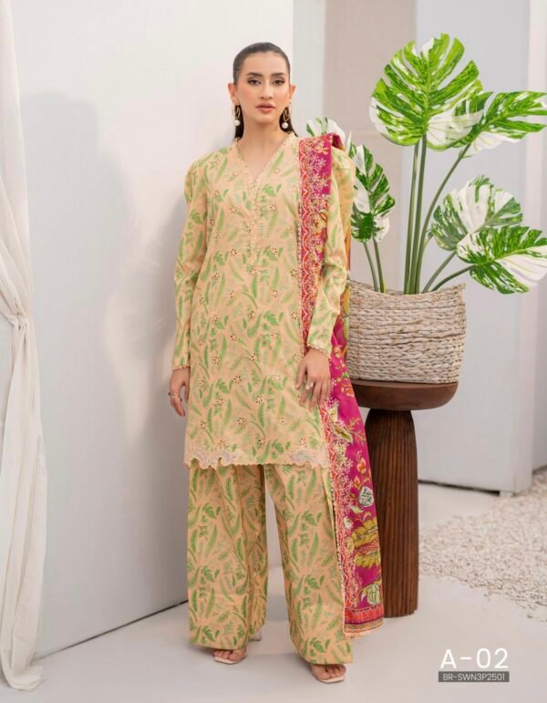 SWAN by BRENISH - Unstitched 3 Piece Embroidered Premium Lawn Collection - A02