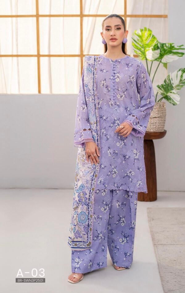 SWAN by BRENISH - Unstitched 3 Piece Embroidered Premium Lawn Collection - A03