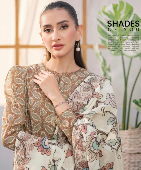 SWAN by BRENISH - Unstitched 3 Piece Embroidered Premium Lawn Collection - A04 - Image 2