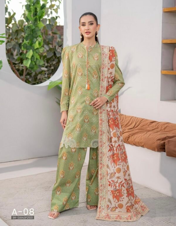 SWAN by BRENISH - Unstitched 3 Piece Embroidered Premium Lawn Collection - A08