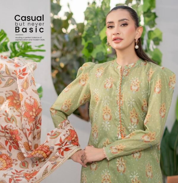 SWAN by BRENISH - Unstitched 3 Piece Embroidered Premium Lawn Collection - A08 - Image 3