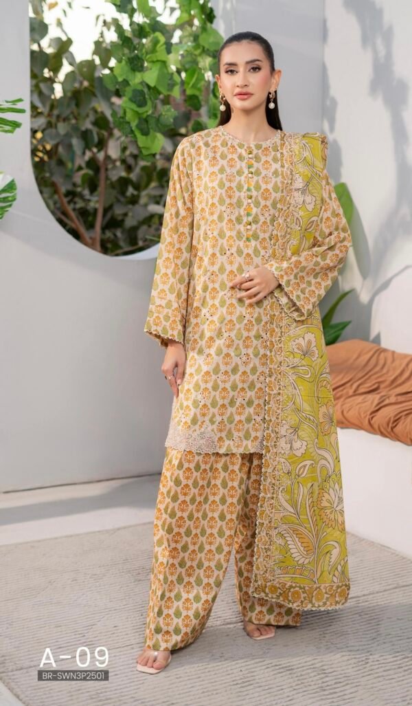 SWAN by BRENISH - Unstitched 3 Piece Embroidered Premium Lawn Collection - A09