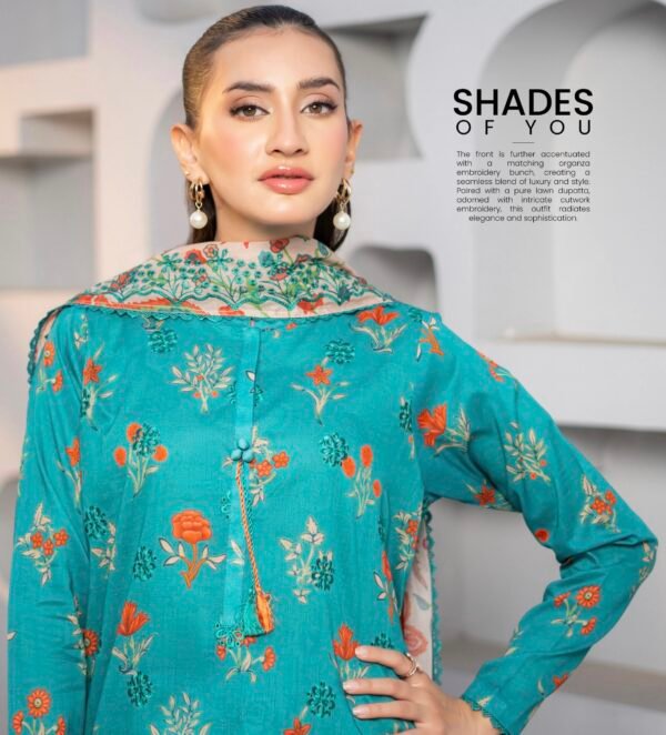 SWAN by BRENISH - Unstitched 3 Piece Embroidered Premium Lawn Collection - A10 - Image 2