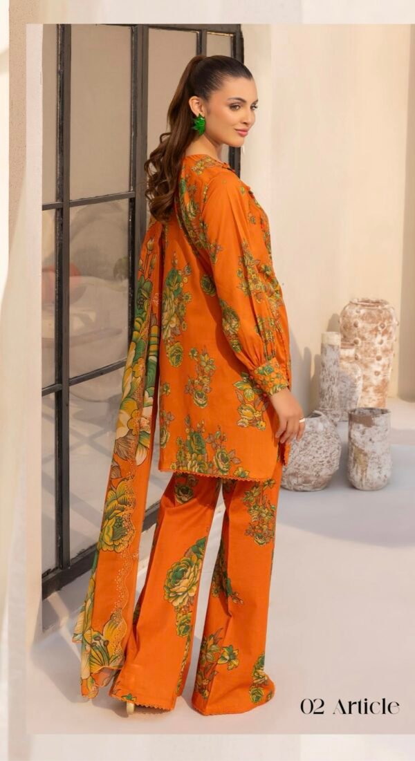Premium ZIVA by Gull Jee - Unstitched 3 - Piece Exclusive Embroidered Lawn Collection - A02 - Image 2
