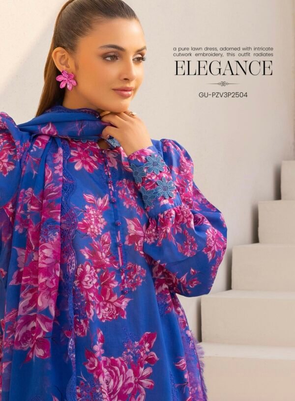 Premium ZIVA by Gull Jee - Unstitched 3 - Piece Exclusive Embroidered Lawn Collection - A04 - Image 3