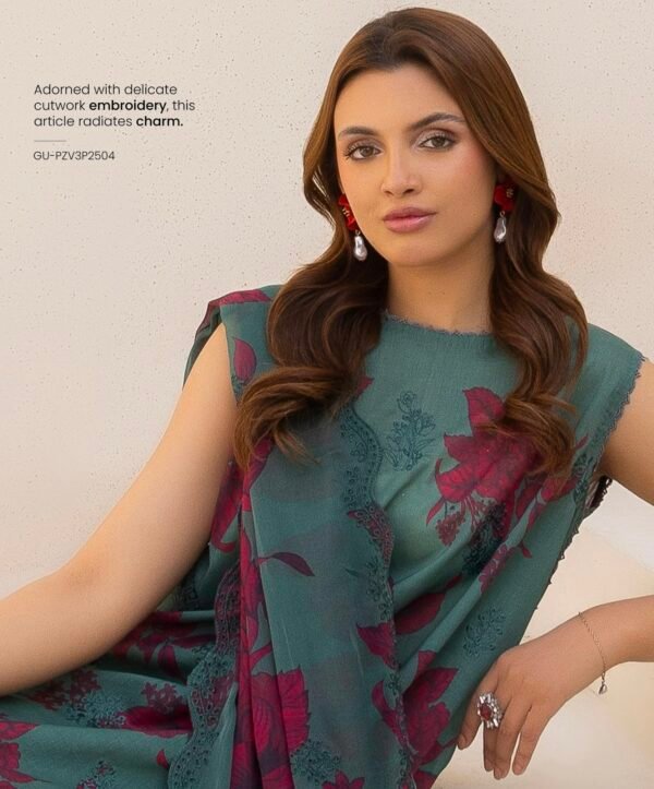 Premium ZIVA by Gull Jee - Unstitched 3 - Piece Exclusive Embroidered Lawn Collection - A11 - Image 3