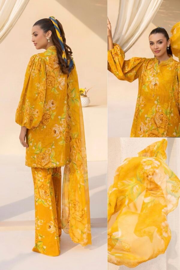 Premium ZIVA by Gull Jee - Unstitched 3 - Piece Exclusive Embroidered Lawn Collection - A12 - Image 2