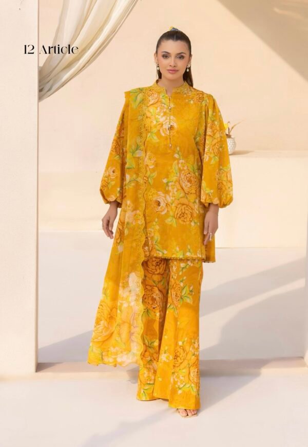 Premium ZIVA by Gull Jee - Unstitched 3 - Piece Exclusive Embroidered Lawn Collection - A12