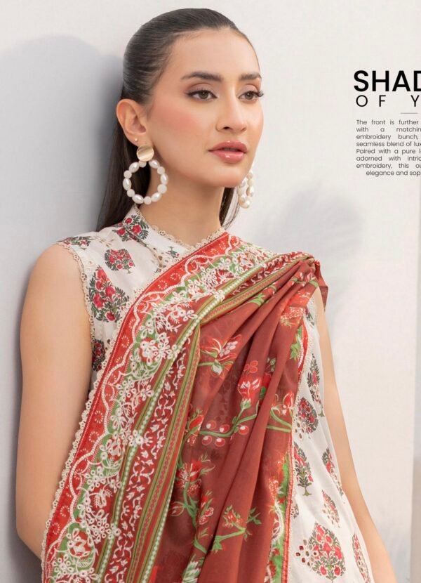 SWAN by BRENISH - Unstitched 3 Piece Embroidered Premium Lawn Collection - A01 - Image 3