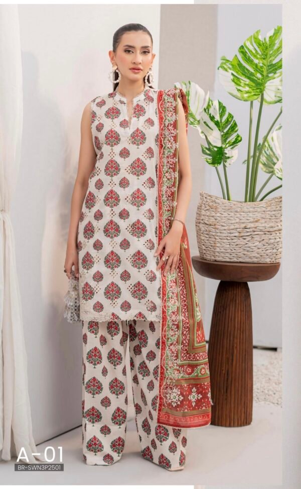 SWAN by BRENISH - Unstitched 3 Piece Embroidered Premium Lawn Collection - A01