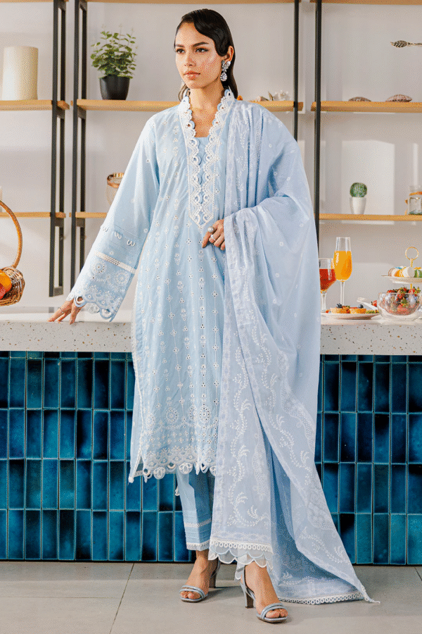 Zellbury Unstitched 3 Piece Premium Embroidered Chikankari Lawn Collection’ 2025 - A01 - Image 2