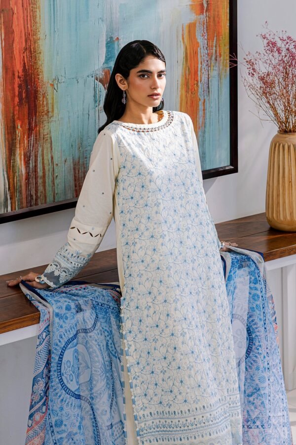 Zellbury Unstitched 3 Piece Premium Embroidered Chikankari Lawn Collection’ 2025 – A07
