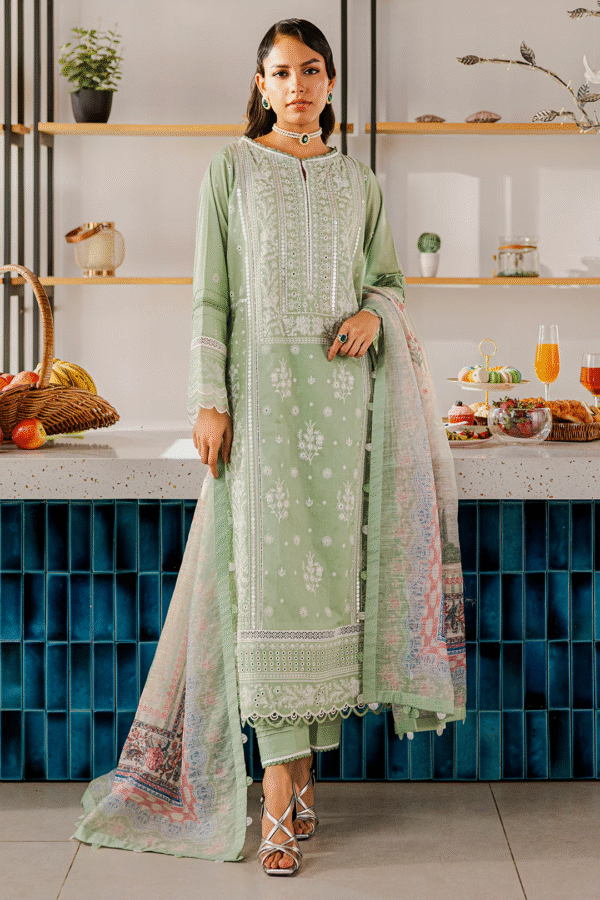 Zellbury Unstitched 3 Piece Premium Embroidered Chikankari Lawn Collection’ 2025 – A08