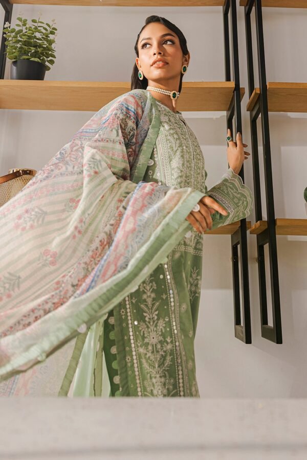 Zellbury Unstitched 3 Piece Premium Embroidered Chikankari Lawn Collection’ 2025 – A08 - Image 4
