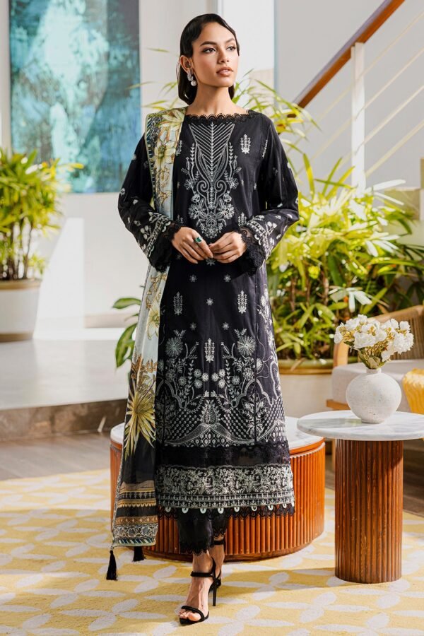 Zellbury Unstitched 3 Piece Premium Embroidered Chikankari Lawn Collection’ 2025 – A09 - Image 2
