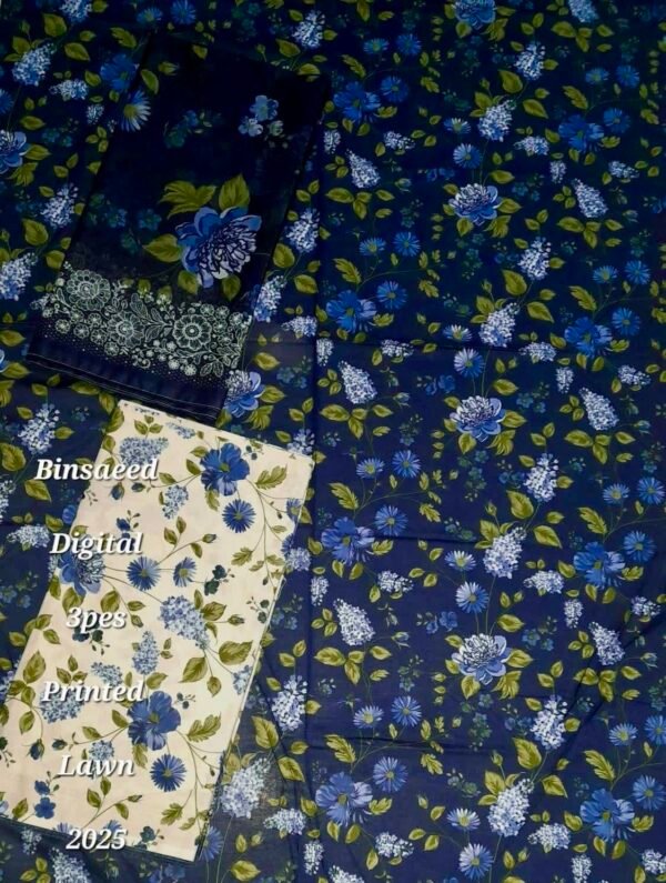 Bin Saeed Unstitched Digital Printed Summer Lawn Collection 2025 - D128