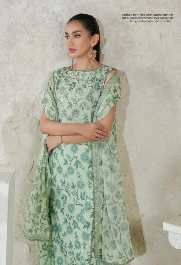 PREMIUM MISHAAL by Gull Jee – DIGITAL PRINTED EMBROIDERED 3 PIECE EDIT’25 – D02 - Image 3