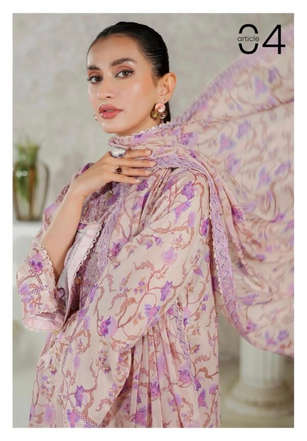 PREMIUM MISHAAL by Gull Jee – DIGITAL PRINTED EMBROIDERED 3 PIECE EDIT’25 – D04 - Image 3