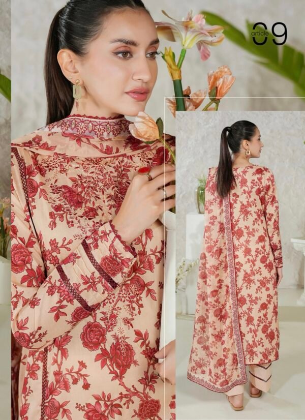 PREMIUM MISHAAL by Gull Jee – DIGITAL PRINTED EMBROIDERED 3 PIECE EDIT’25 – D09 - Image 2