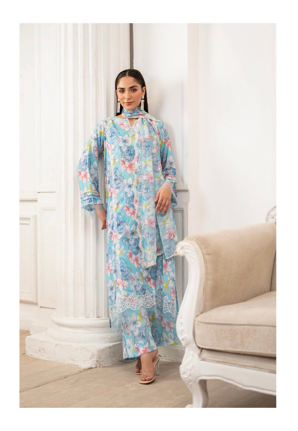 Premium ZIVA by Gull Jee - Luxury Unstitched 3 - Piece Exclusive Embroidered Lawn Collection - A12