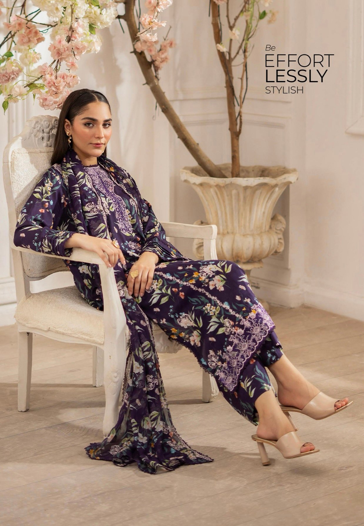 Premium ZIVA by Gull Jee - Luxury Unstitched 3 - Piece Exclusive Embroidered Lawn Collection - A08 - Image 3