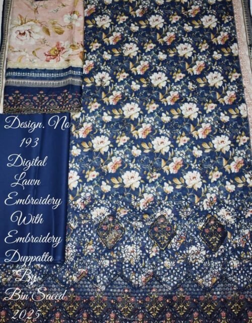 Bin Saeed Embroidered Chikankari Lawn Unstitched 3 Piece Summer Collection - D37