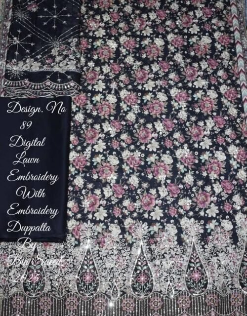 Bin Saeed Embroidered Chikankari Lawn Unstitched 3 Piece Summer Collection - D40
