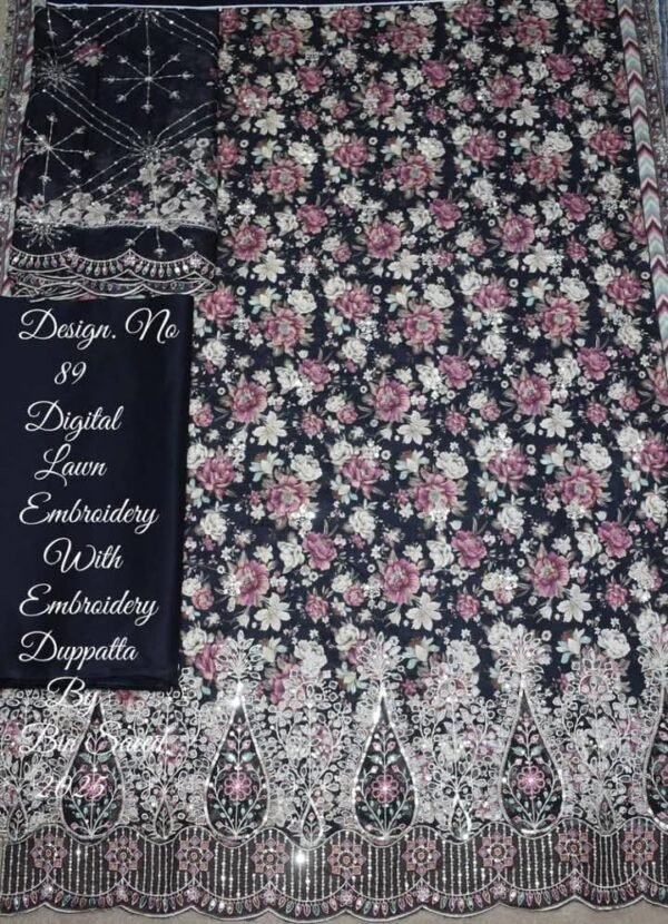 Bin Saeed Embroidered Chikankari Lawn Unstitched 3 Piece Summer Collection - D40