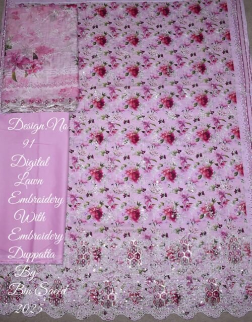 Bin Saeed Embroidered Chikankari Lawn Unstitched 3 Piece Summer Collection - D38