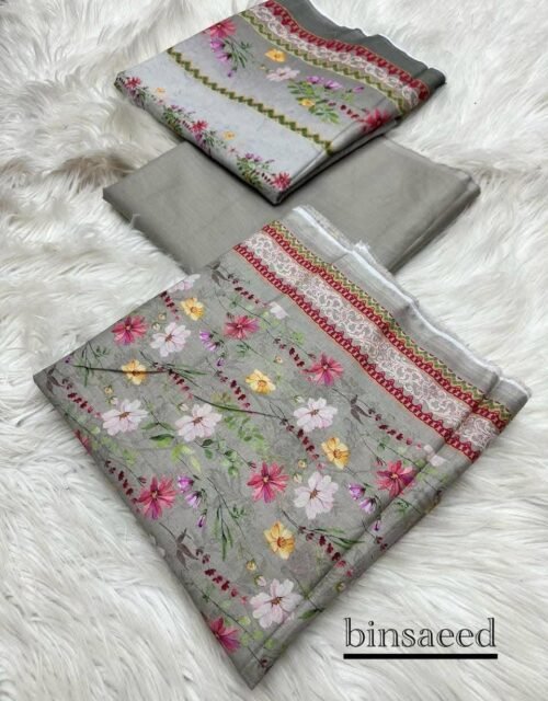 Bin Saeed Unstitched Digital Printed Summer Lawn Collection 2025 - D156