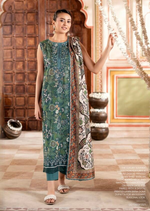 TABEER by Gull Jee – Unstitched 3 Piece Embroidered Lawn Collection’25  – A03