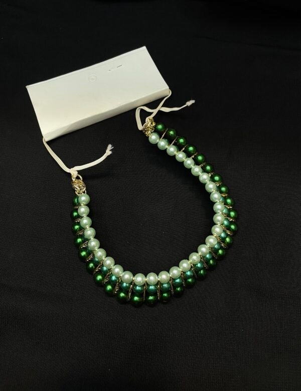 Elegant Handmade Green Pearl Beaded Choker Necklace – Traditional Jewelry for Women - Image 2