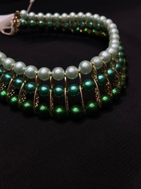 Elegant Handmade Green Pearl Beaded Choker Necklace – Traditional Jewelry for Women - Image 2