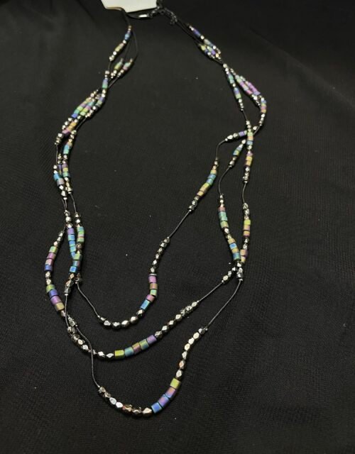 Multicolor Beaded Layered Necklace for Women – Delicate Boho Style Long Chain Jewelry