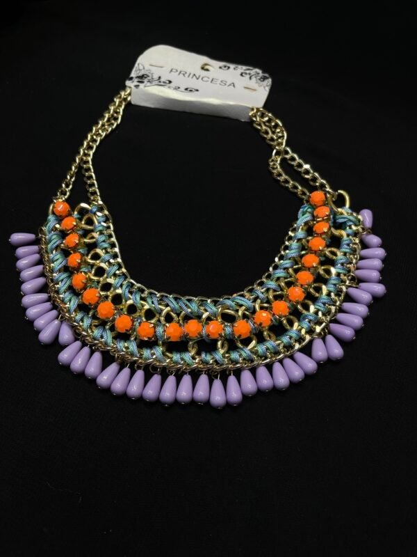 Trendy Gold & Multi-Colored Beaded Necklace - Fashion Jewelry - Image 2