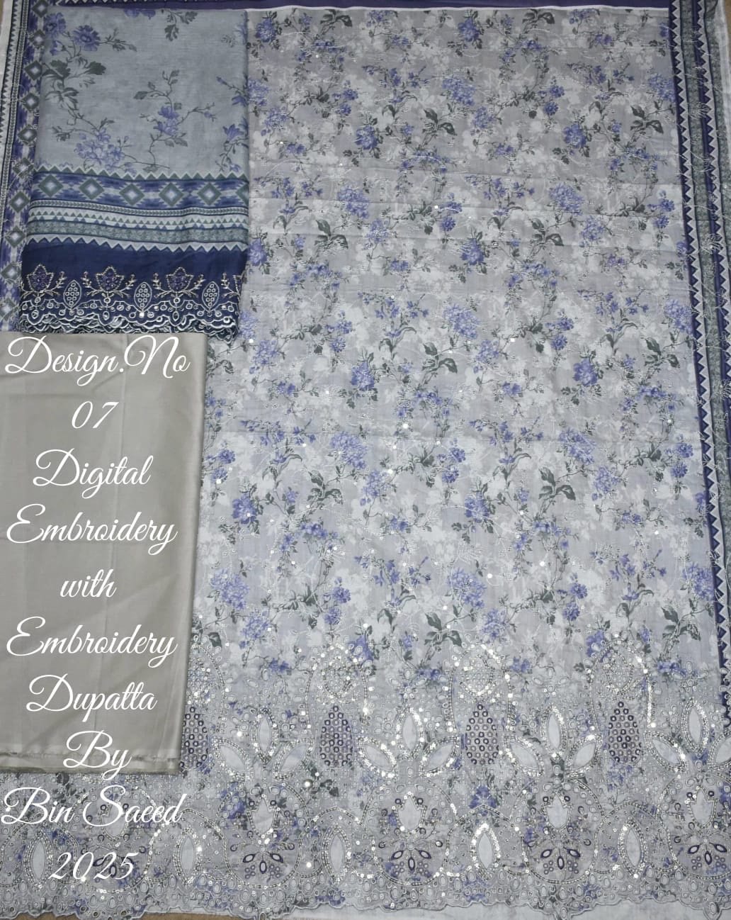 Bin Saeed Embroidered Cambric Unstitched 3 Piece Mid-Summer Collection - D41