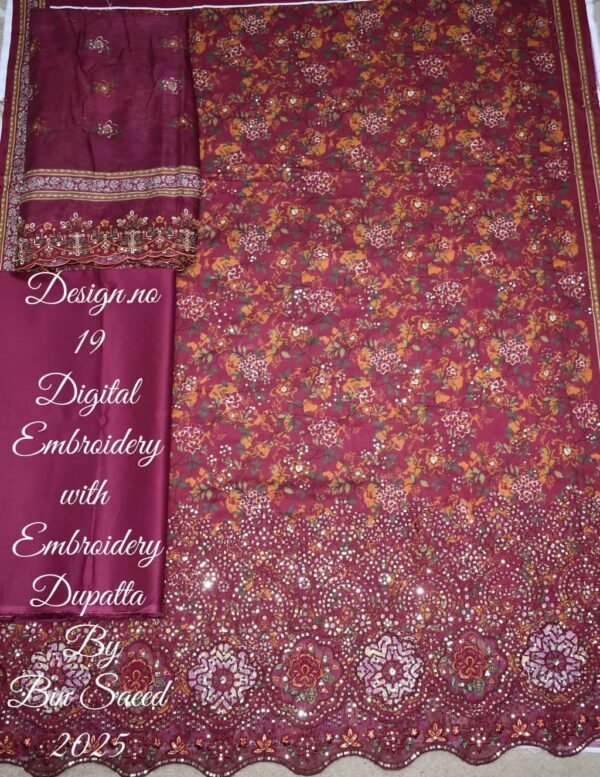 Bin Saeed Embroidered Cambric Unstitched 3 Piece Mid-Summer Collection - D42