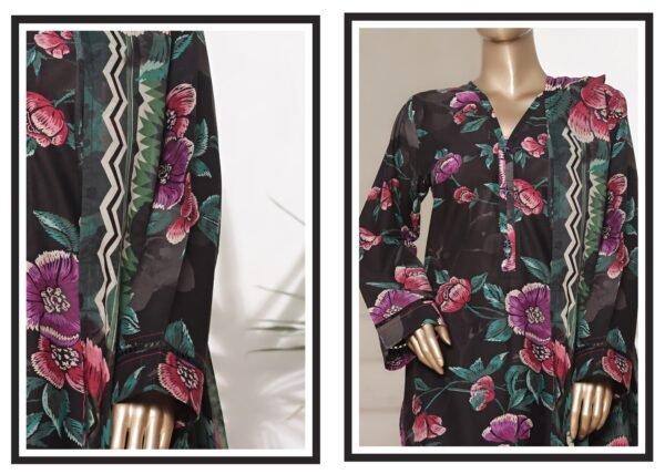Sadabahar Printed Cotton Lawn Stitched 3 Piece Suit Summer Collection - D6 - Image 4