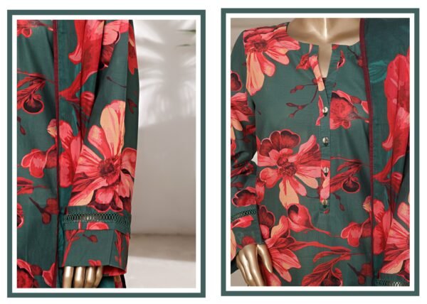 Sadabahar Printed Cotton Lawn Stitched 3 Piece Suit Summer Collection - D7 - Image 4