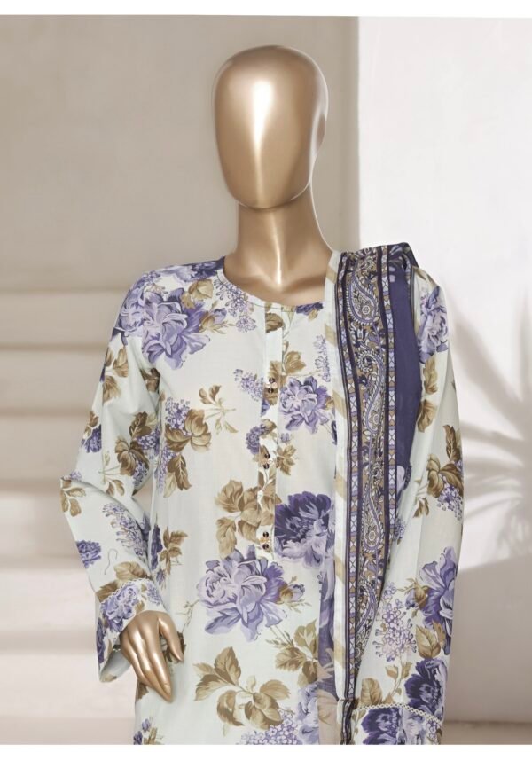 Sadabahar Printed Cotton Lawn Stitched 3 Piece Suit Summer Collection - D8 - Image 4