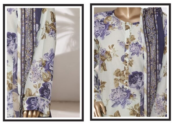 Sadabahar Printed Cotton Lawn Stitched 3 Piece Suit Summer Collection - D8 - Image 3