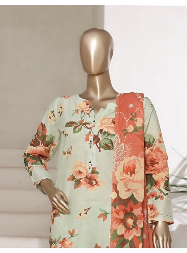 Sadabahar Printed Cotton Lawn Stitched 3 Piece Suit Summer Collection - D9 - Image 3