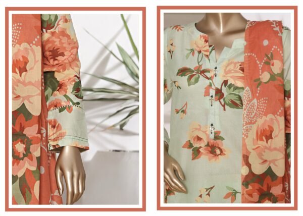 Sadabahar Printed Cotton Lawn Stitched 3 Piece Suit Summer Collection - D9 - Image 4
