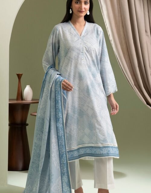 Zellbury Unstitched 2 Piece Embroidered Shirt Dupatta Lawn Collection'2025 - D22 (WUS25E20422)