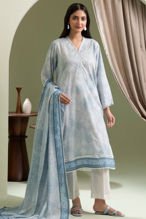 Zellbury Unstitched 2 Piece Embroidered Shirt Dupatta Lawn Collection'2025 - D22 (WUS25E20422)