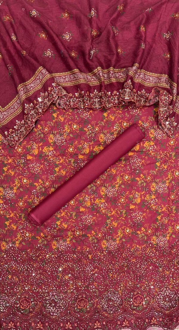 Bin Saeed Embroidered Cambric Unstitched 3 Piece Mid-Summer Collection - D42 - Image 2